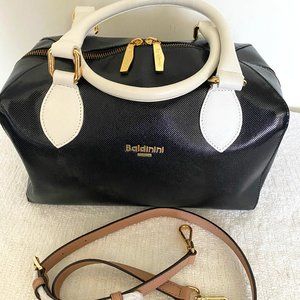 Baldinini Black White Handle Bag